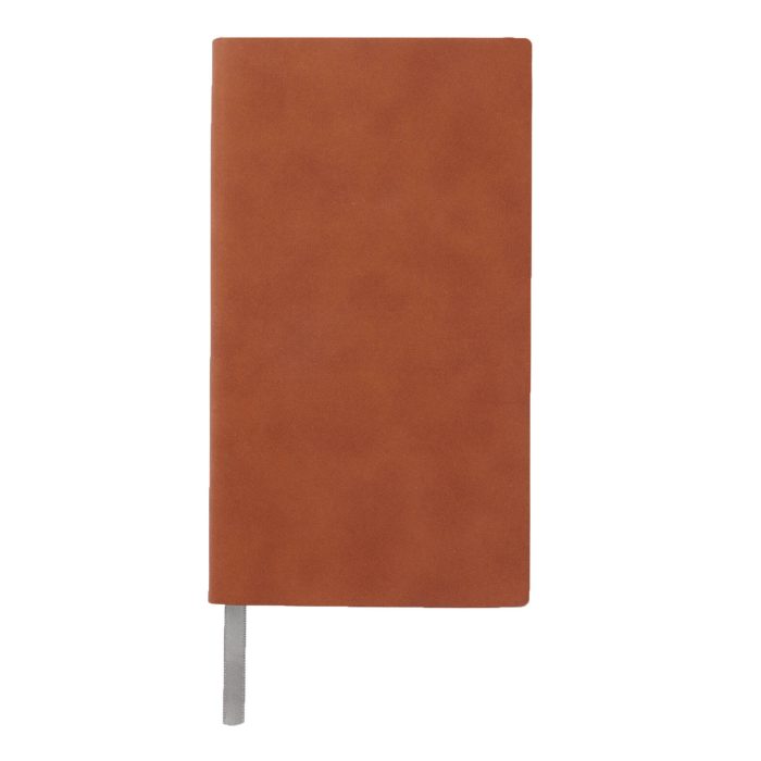 Libreta de poliuretano con 86 hojas de raya y separador. CAFE