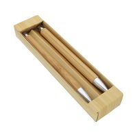 Bolígrafo y lápicero de bambú con punta metálica y mecanismo de click. Incluye estuche. MADERA