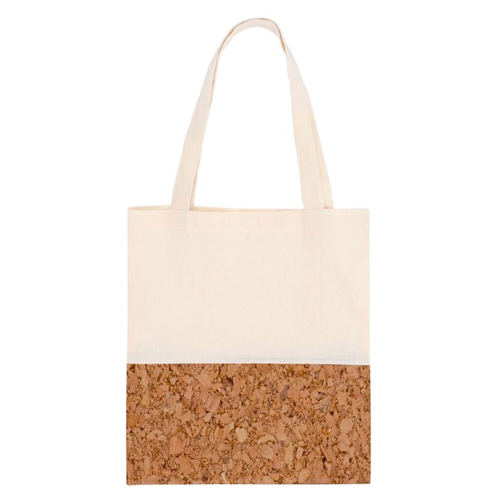 Bolsa de algodón con asas y detalles texturizados en la parte inferior. CORCHO
