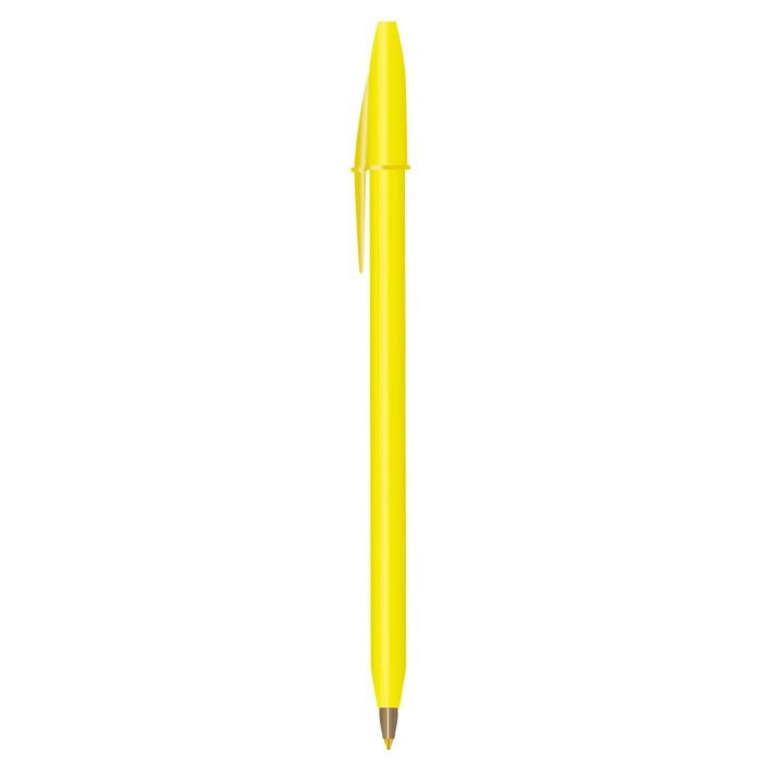 Bolígrafo de plástico sólido de punto medio (1 mm), con tapa  y tinta negra. AMARILLO