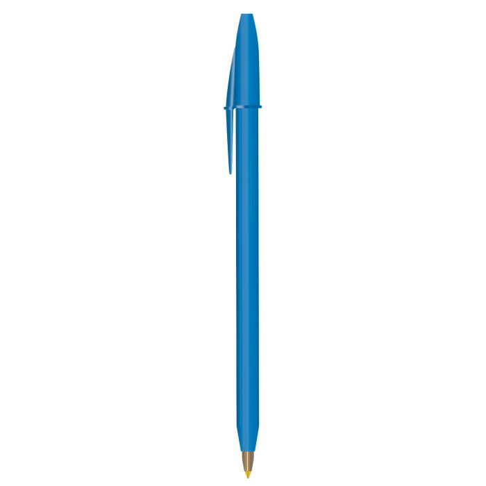 Bolígrafo de plástico sólido de punto medio (1 mm), con tapa  y tinta negra. AZUL CLARO