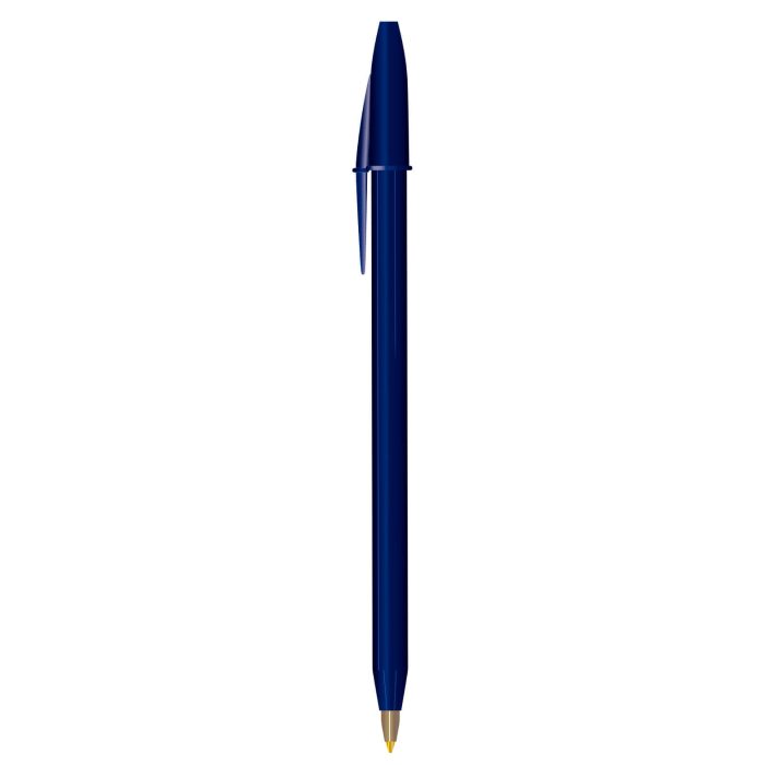 Bolígrafo de plástico sólido de punto medio (1 mm), con tapa  y tinta negra. AZUL MARINO