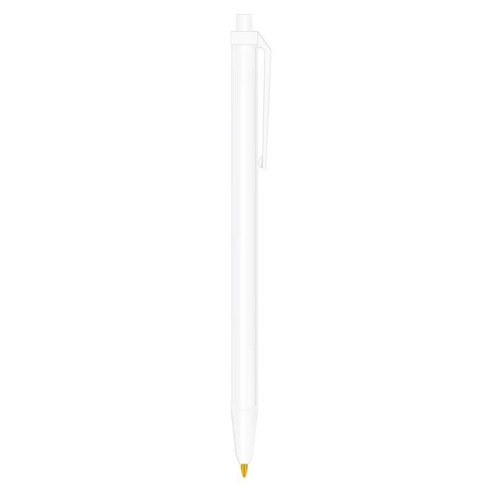 Bolígrafo de plástico de punto medio (1 mm), con clip y mecanismo de click. BLANCO