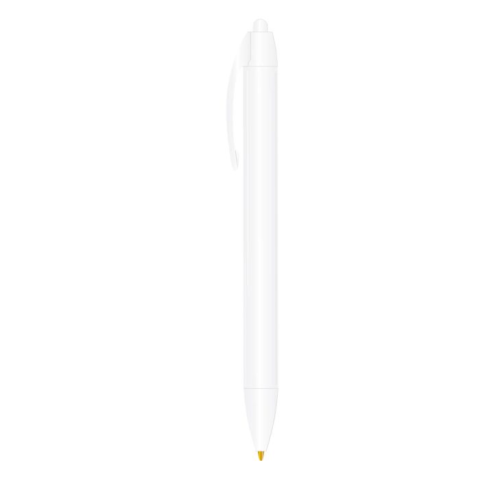 Bolígrafo de plástico grueso con punto medio de (1 mm), con clip y mecanismo de click. BLANCO