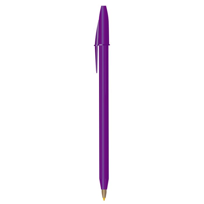 Bolígrafo de plástico sólido de punto medio (1 mm), con tapa  y tinta negra. MORADO