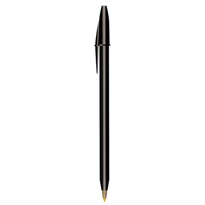Bolígrafo de plástico sólido de punto medio (1 mm), con tapa  y tinta negra. NEGRO