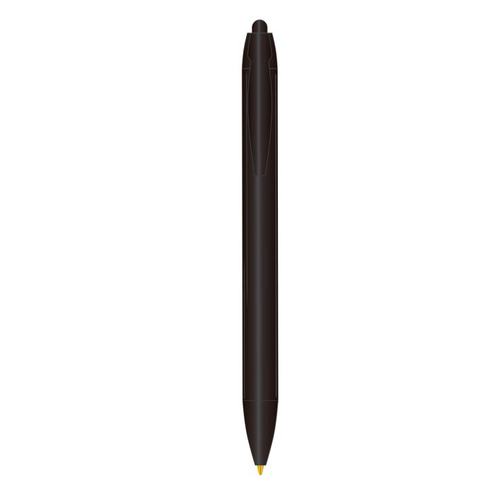 Bolígrafo de plástico grueso con punto medio de (1 mm), con clip y mecanismo de click. NEGRO