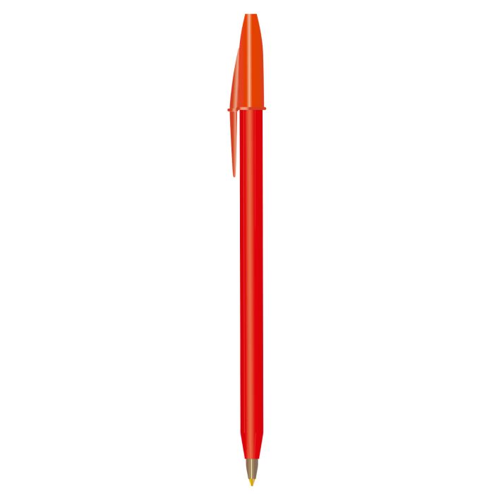 Bolígrafo de plástico sólido de punto medio (1 mm), con tapa  y tinta negra. ROJO