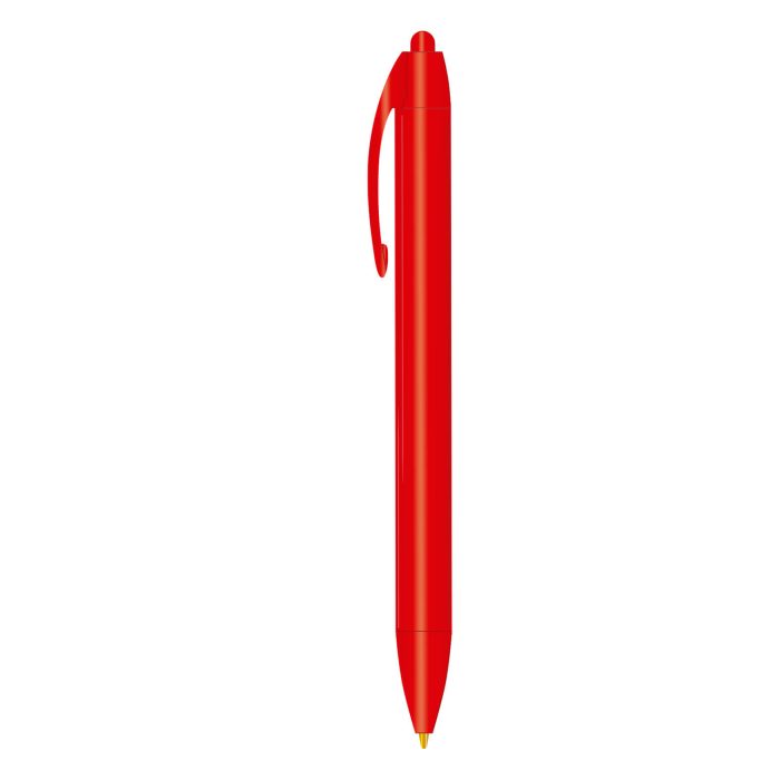 Bolígrafo de plástico grueso con punto medio de (1 mm), con clip y mecanismo de click. ROJO
