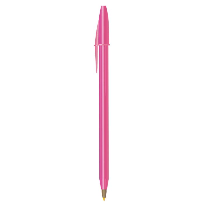 Bolígrafo de plástico sólido de punto medio (1 mm), con tapa  y tinta negra. ROSA