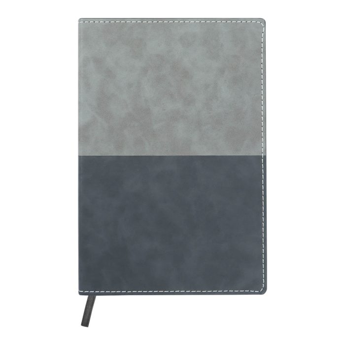 Libreta de poliuretano bicolor con 120 hojas de raya y separador. GRIS