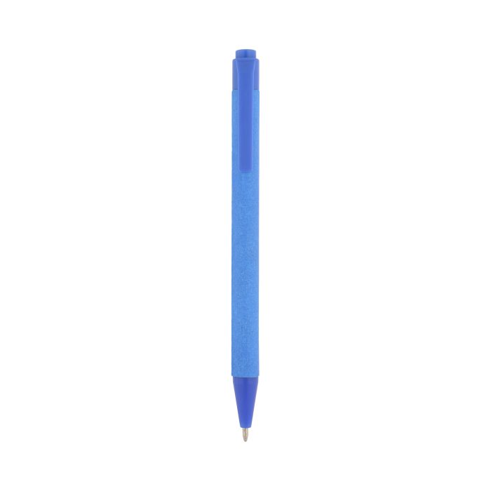 Bolígrafo de cartón de colores con clip de plástico. AZUL