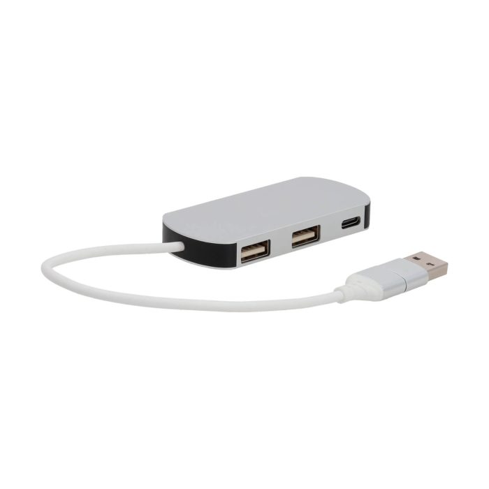 Cable multi USB 3 en 1 con luz y aro para llaves, incluye: 1 cable USB, 1 cable lightning y 1 cable tipo C. PLATA