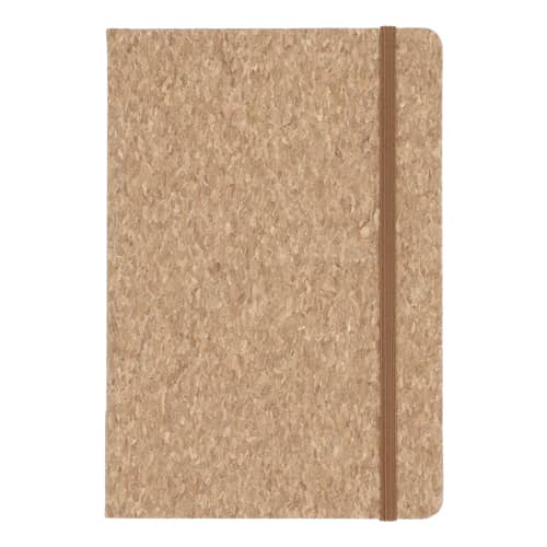 Libreta de corcho con banda elástica y 76 hojas rayadas. CORCHO