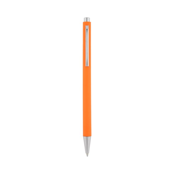 Bolígrafo con acabado rubber, clip y mecanismo de click. NARANJA