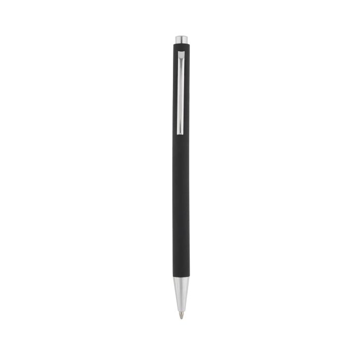 Bolígrafo con acabado rubber, clip y mecanismo de click. NEGRO