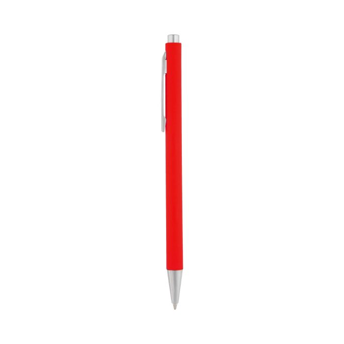 Bolígrafo con acabado rubber, clip y mecanismo de click. ROJO