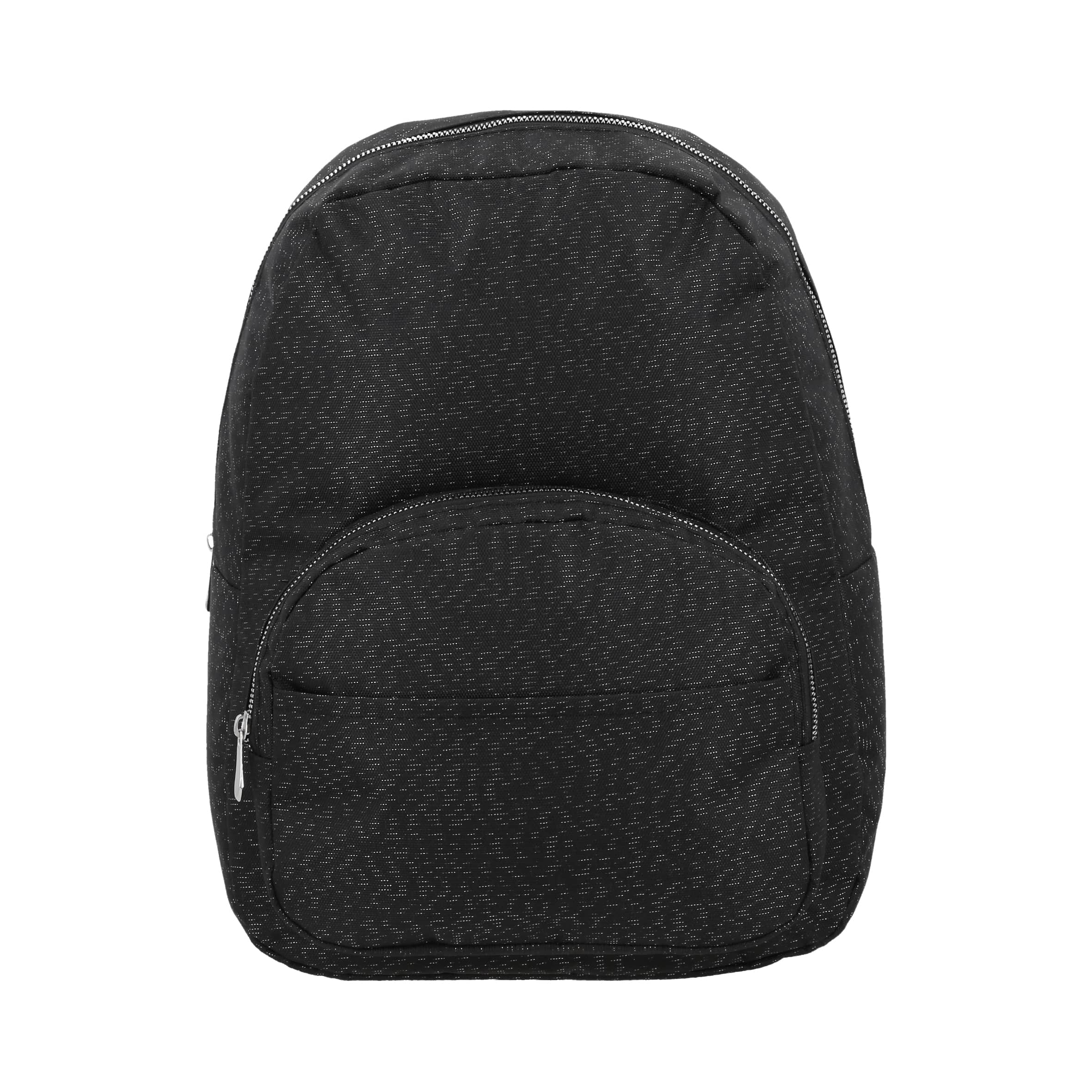 Mochila de 3 compartimentos. 2 compartimentos con cierre, 1 bolsillo frontal y asa superior. NEGRO