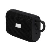 Bocina inalámbrica portátil con entrada micro SD, USB, auxiliar y audífonos con mecanismo touch. Incluye cable de carga tipo C. NEGRO