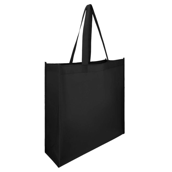 Bolsa ecológica laminada y cosida de non woven de 96 gr/m2, con asa de 22 cm. NEGRO