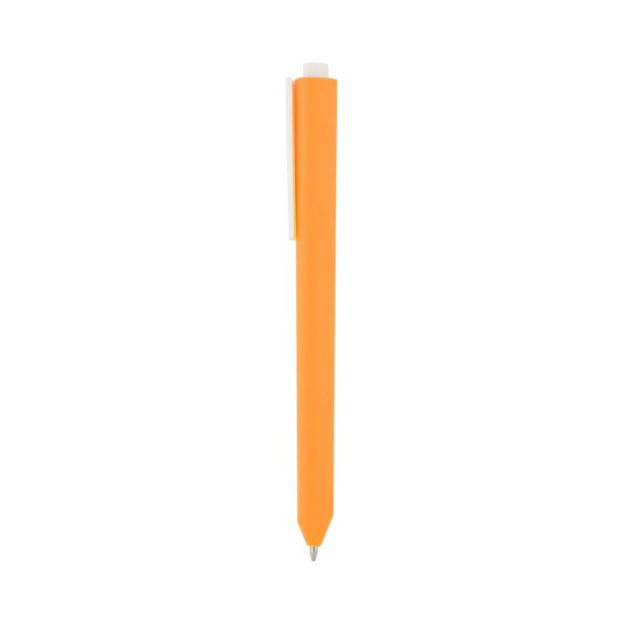 Bolígrafo de plástico de color sólido, con clip blanco y mecanismo de click. NARANJA