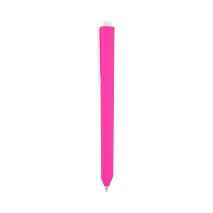 Bolígrafo de plástico de color sólido, con clip blanco y mecanismo de click. ROSA