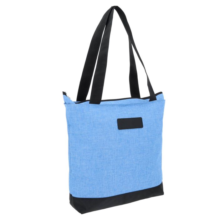 Bolsa amplia bicolor con cierre y asas. AZUL CLARO