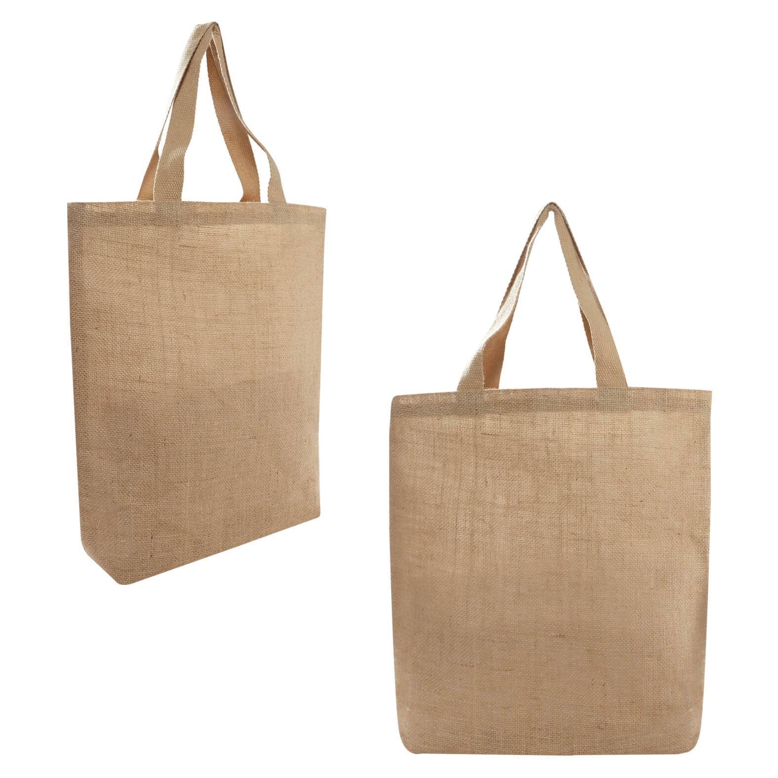 Bolsa de loneta laminada con yute de 1 compartimento con botón para cierre y asas. UNICO