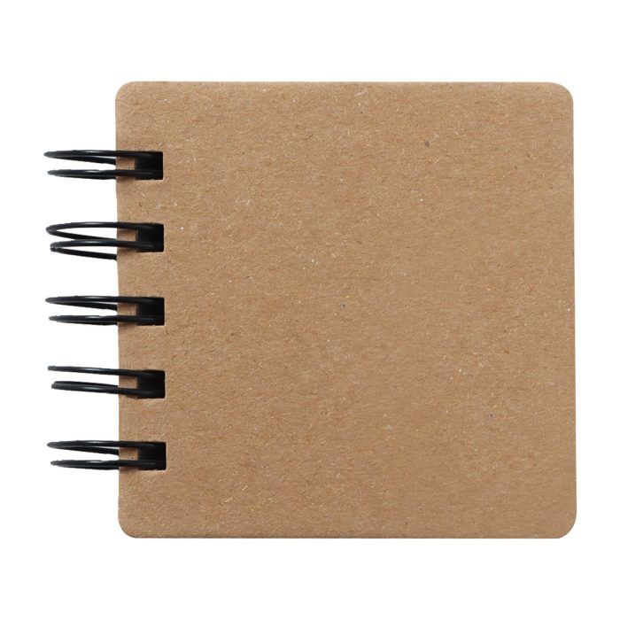 Libreta ecológica con espiral, con 6 hojas negras que incluyen notas adhesivas de diferentes colores. CARTON