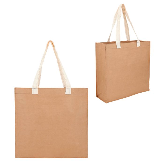 Bolsa ecológica de cartón cosida y laminado con asa de algodón. Resistente al agua. CARTON