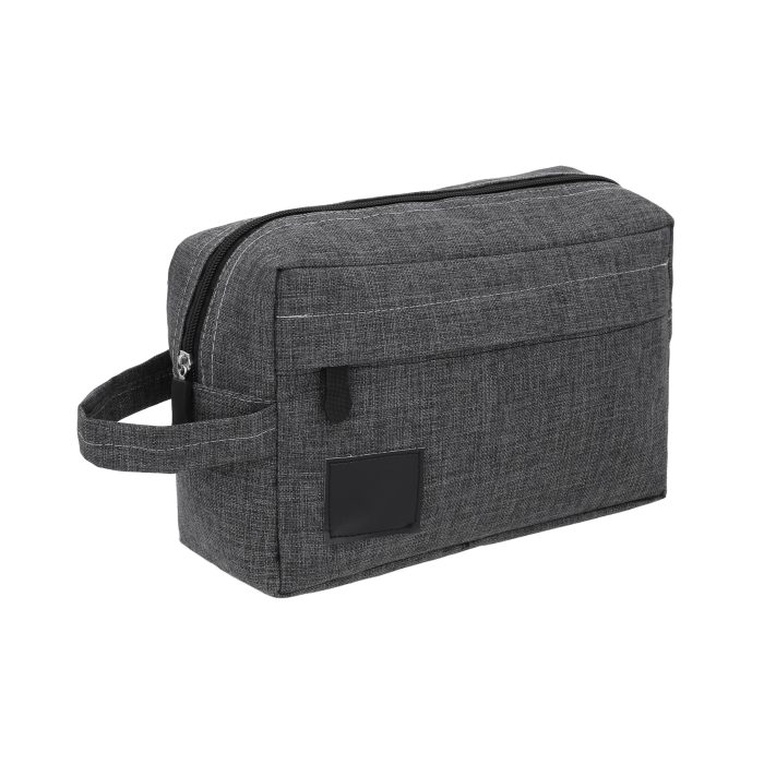 Neceser con compartimento frontal y asa. GRIS