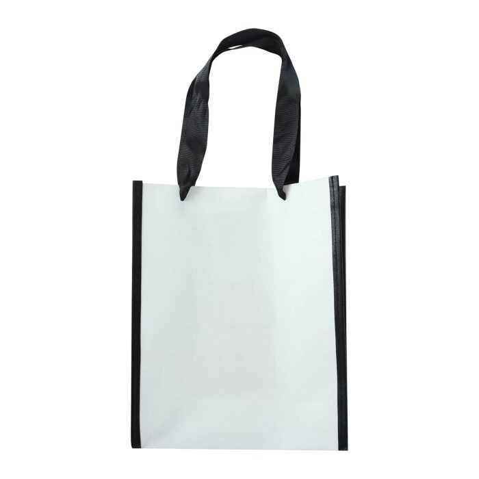 Bolsa ecológica de R-PET cosida y con asas de tela de 130 gr/m2. BLANCO