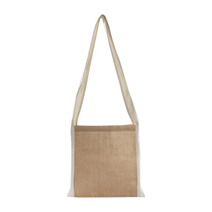 Bolsa de yute laminada, cosida y con asa de manta para pecho. UNICO