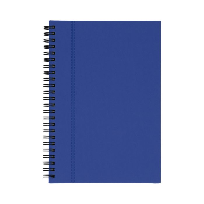 Libreta de poliuretano con espiral metálico y 70 hojas rayadas. AZUL