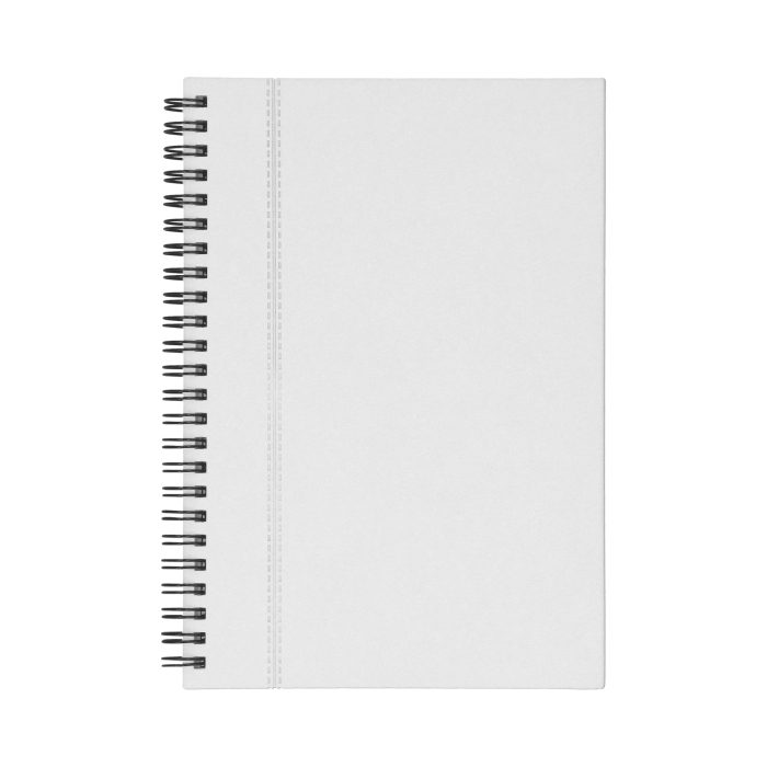 Libreta de poliuretano con espiral metálico y 70 hojas rayadas. BLANCO