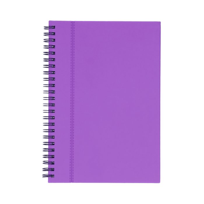 Libreta de poliuretano con espiral metálico y 70 hojas rayadas. MORADO