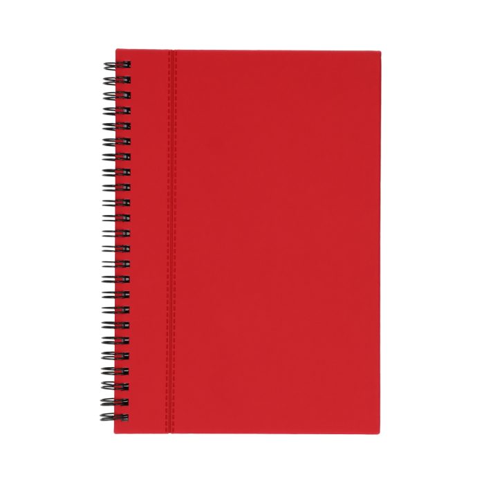 Libreta de poliuretano con espiral metálico y 70 hojas rayadas. ROJO