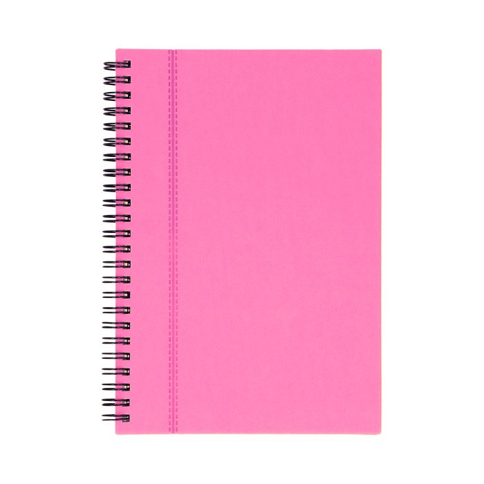 Libreta de poliuretano con espiral metálico y 70 hojas rayadas. ROSA
