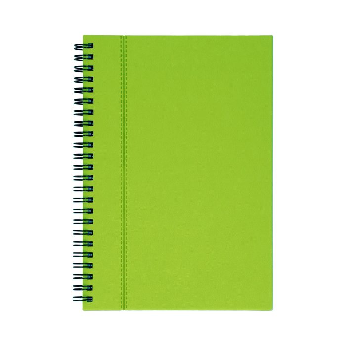 Libreta de poliuretano con espiral metálico y 70 hojas rayadas. VERDE