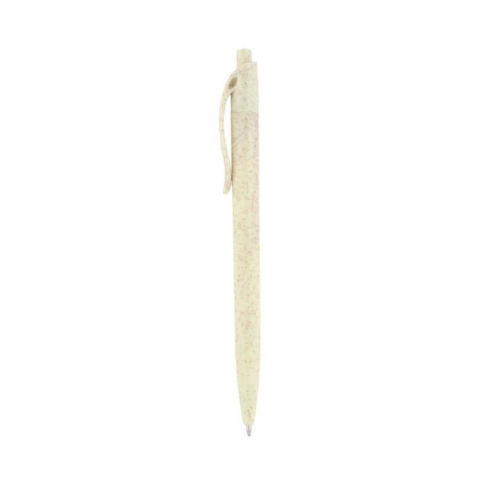 Bolígrafo de wheat straw (fibra de trigo) con clip y mecanismo retráctil. NATURAL