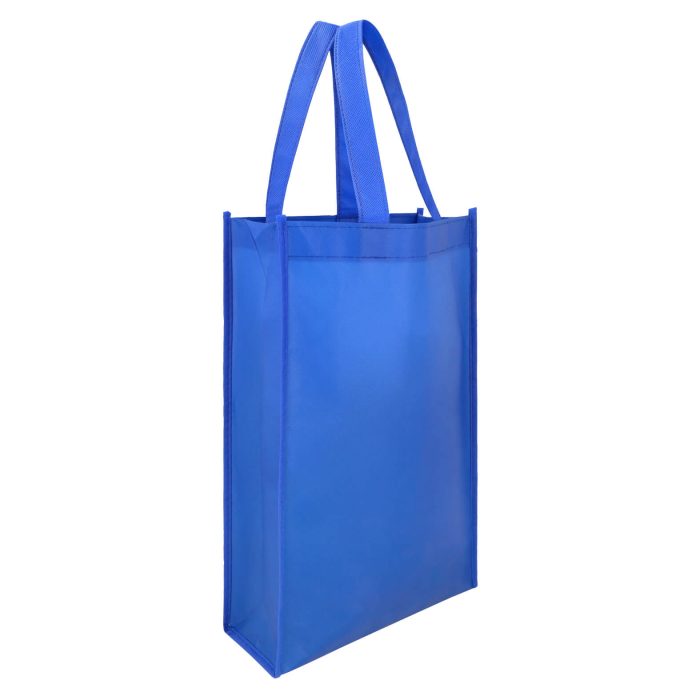 Bolsa ecológica de non woven de 80 gr/m2, laminada y termo sellada con asa de 18.5 cm. AZUL