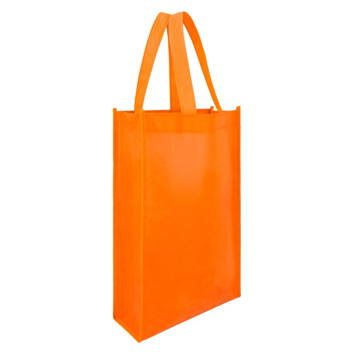 Bolsa ecológica de non woven de 80 gr/m2, laminada y termo sellada con asa de 18.5 cm. NARANJA