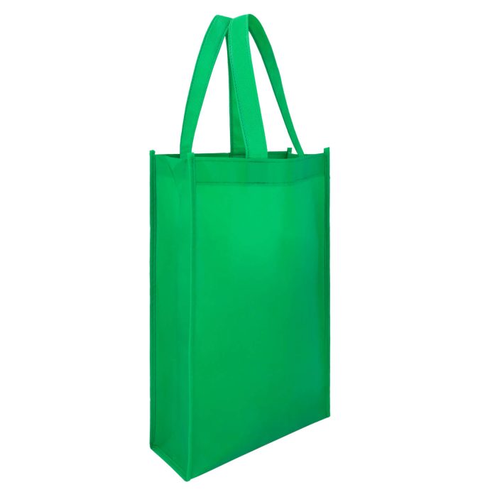 Bolsa ecológica de non woven de 80 gr/m2, laminada y termo sellada con asa de 18.5 cm. VERDE CLARO