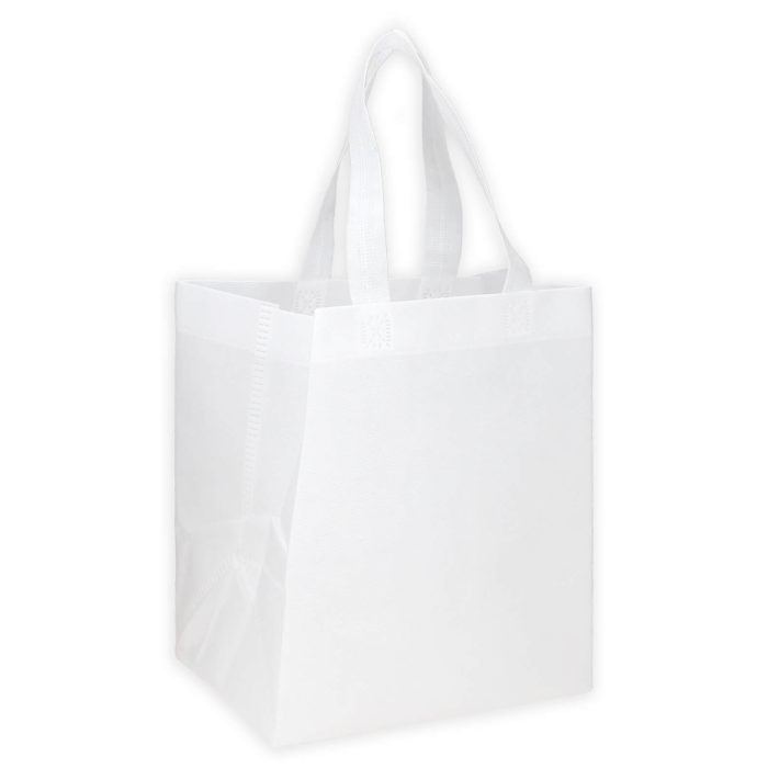 Bolsa de non woven termosellada de 80 gr/m2 con asas y fuelle. BLANCO