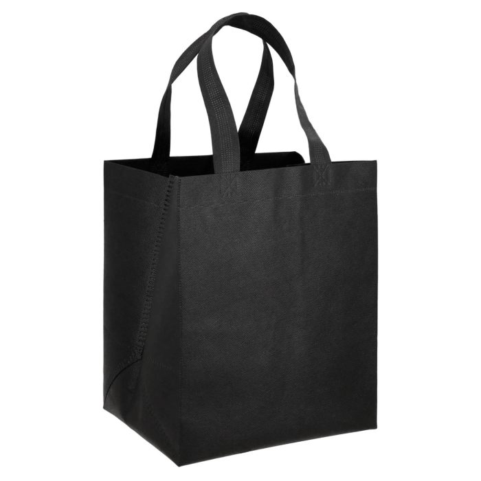 Bolsa de non woven termosellada de 80 gr/m2 con asas y fuelle. NEGRO
