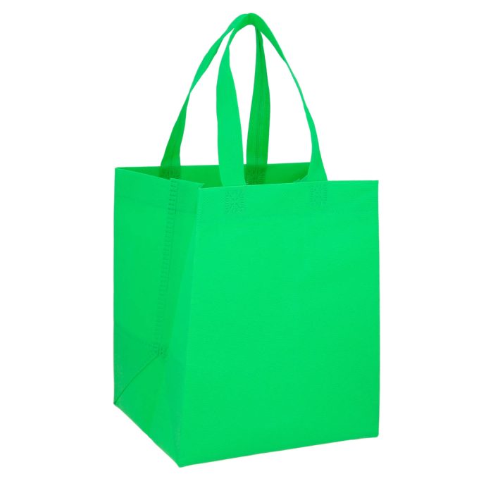 Bolsa de non woven termosellada de 80 gr/m2 con asas y fuelle. VERDE