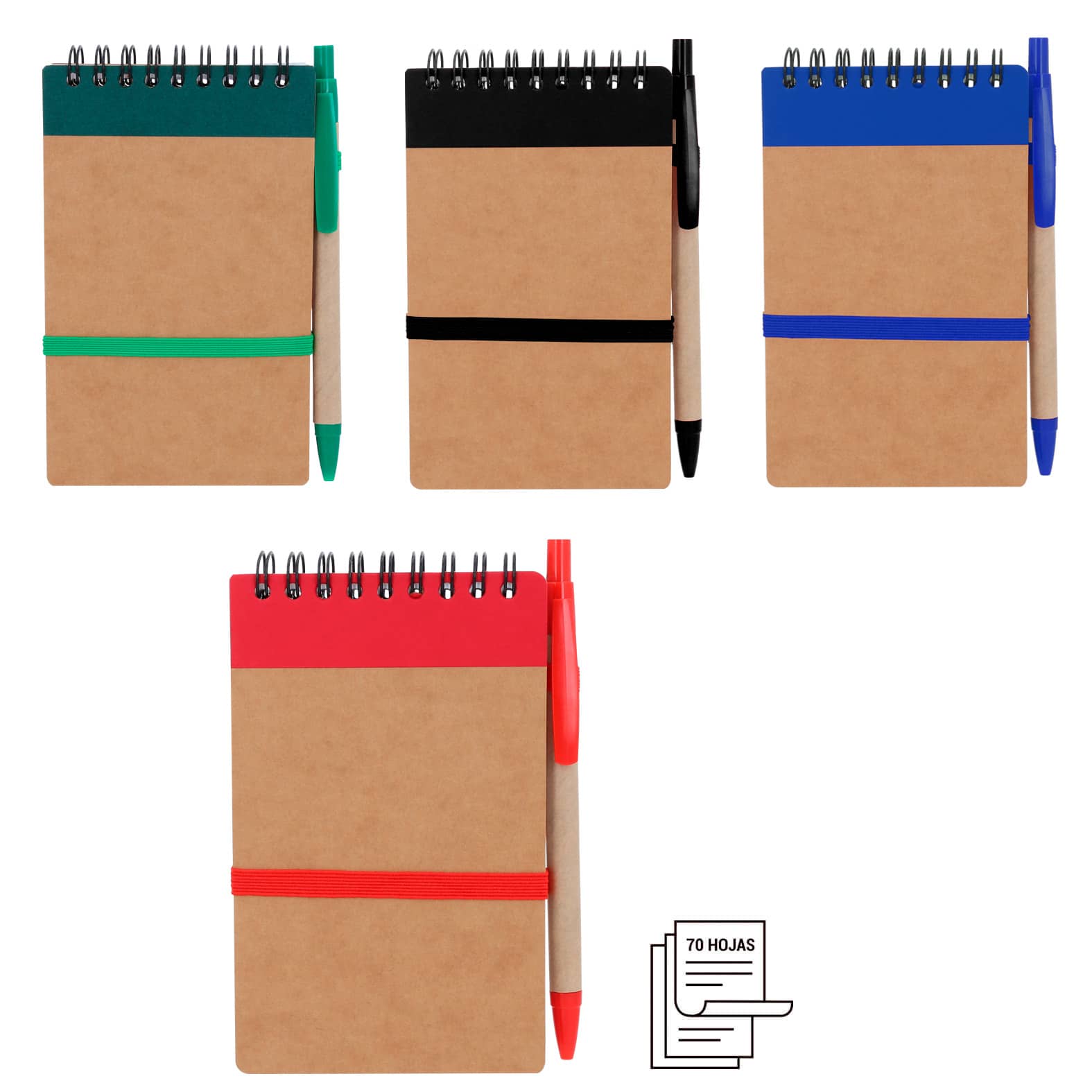 Libreta pocket de papel reciclado y bolígrafo, incluye: 70 hojas rayadas. AZUL